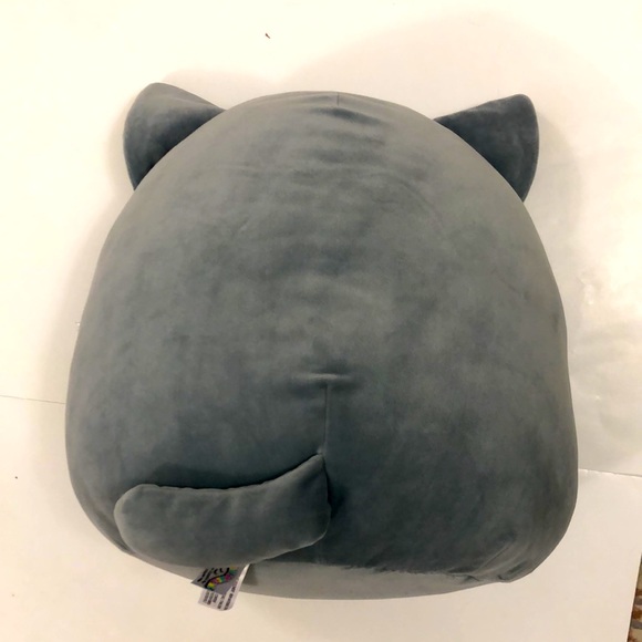 Squshmallows Cat Gray Cream Pink Embroidered nose Dark Gray detail Tail Excellen - Picture 5 of 8